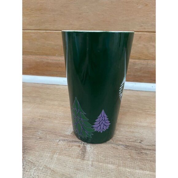 NWOT Starbucks 16oz Green Ceramic Mug With Purple Trees - Picture 3 of 5